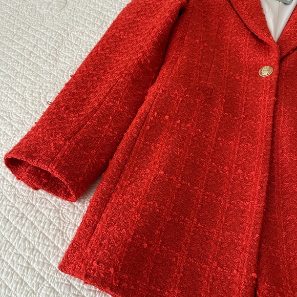 NWT H&M Textured-Weave Tweed Jacket Blazer Orange Red XS - Picture 13 of 16